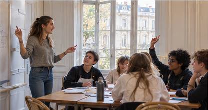 Students in a French lesson