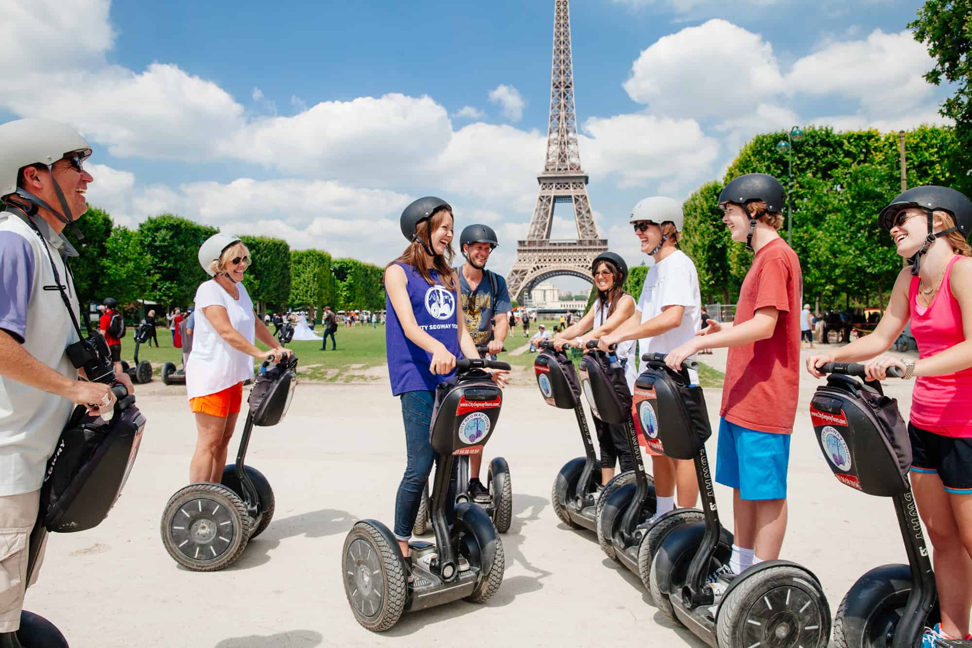 Students on a Segway tour by the Eiffel Tower